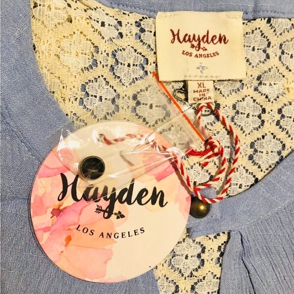 Hayden Oversized Pleated Crochet Trapeze Rayon Dress In Powder Blue. NWT! Sz XL - Picture 9 of 12